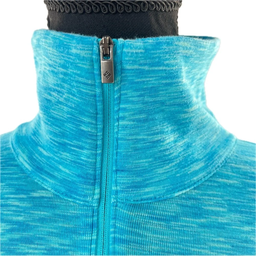 Columbia Half-Zip Pullover Mock Turtleneck Turquoise Space Dye Size Medium